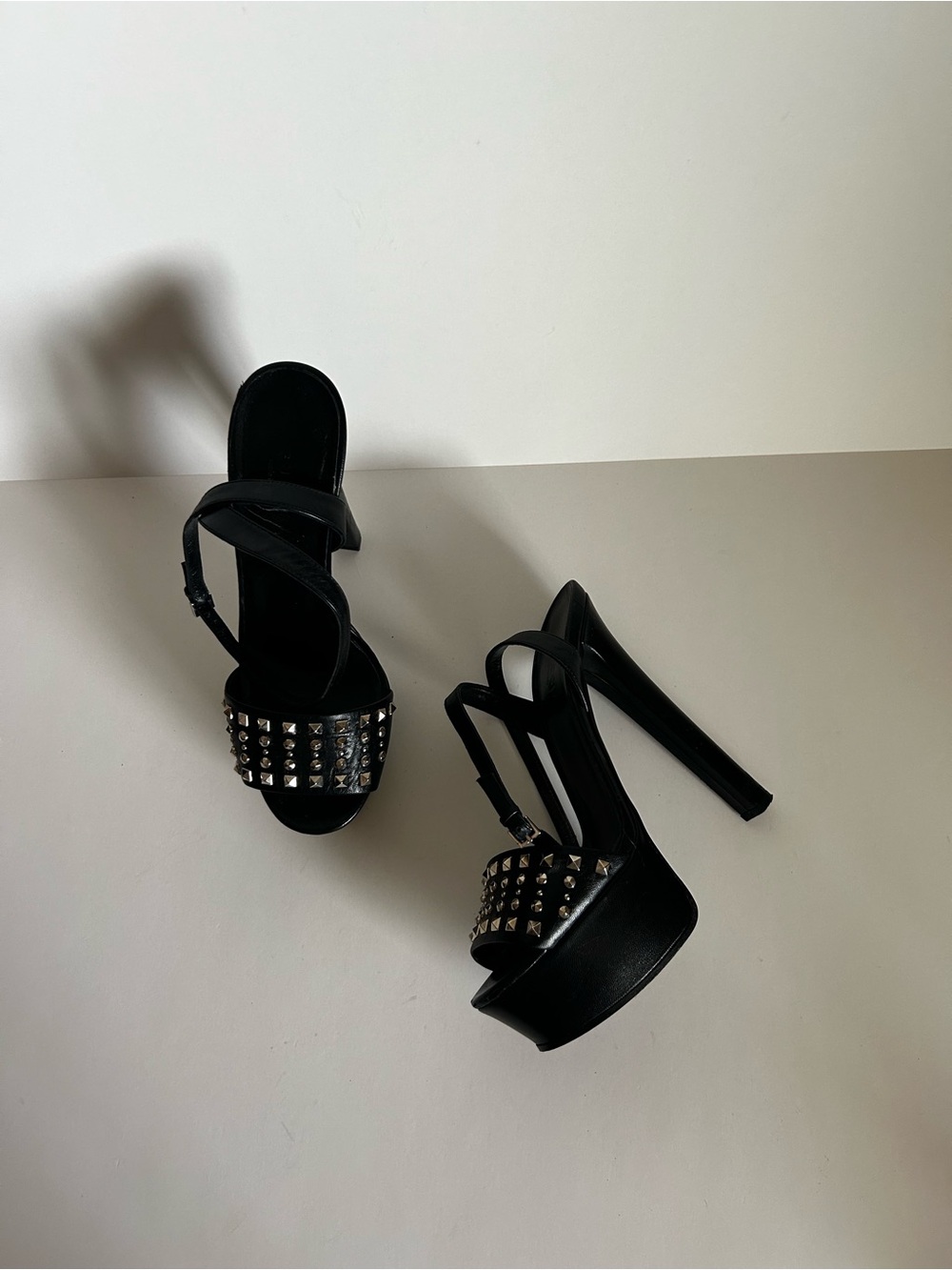 Gucci Black Studded Platform Stiletto Sandals